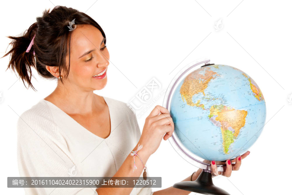 具有全球的女人