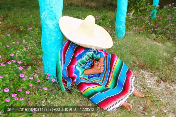 墨西哥草帽帽子雨披午睡花園人懶