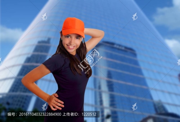 美麗拉丁拉丁美洲少女橙色帽冒充