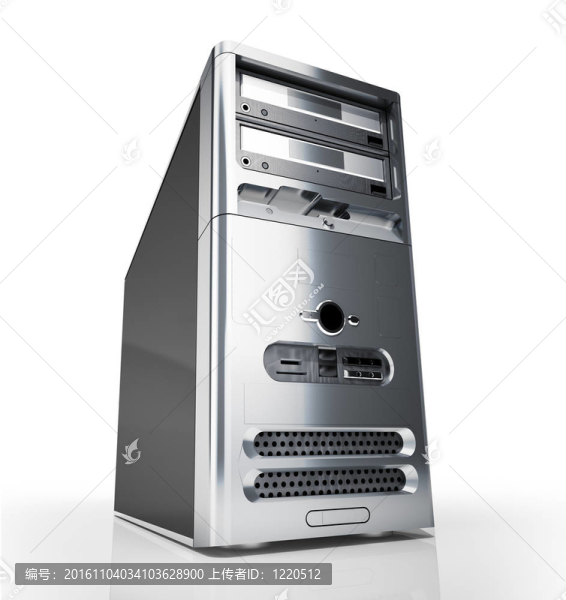 臺(tái)式電腦。白色背景上的銀。