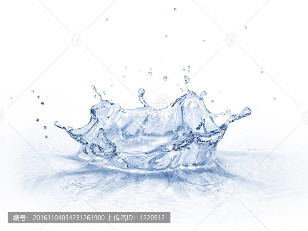 水頂飛濺；白色背景隔離。