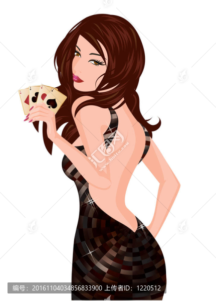 美麗的女孩與撲克