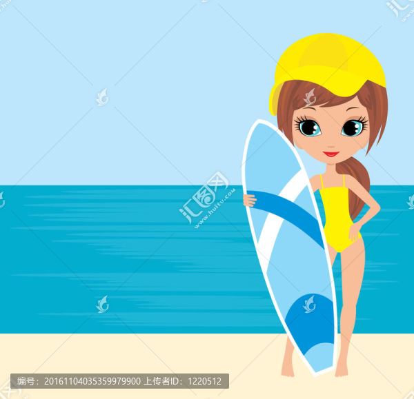 漂亮的女孩和一個沖浪板