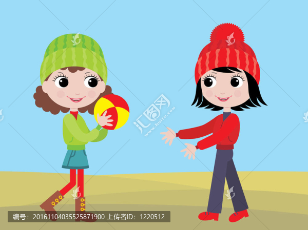 小女孩玩球