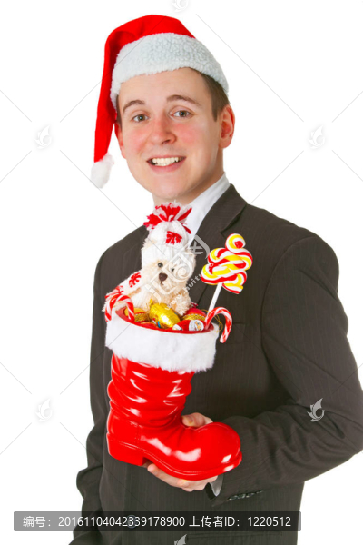 有圣誕襪的生意人