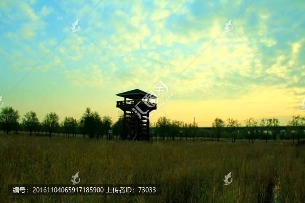 木塔樓,,落日