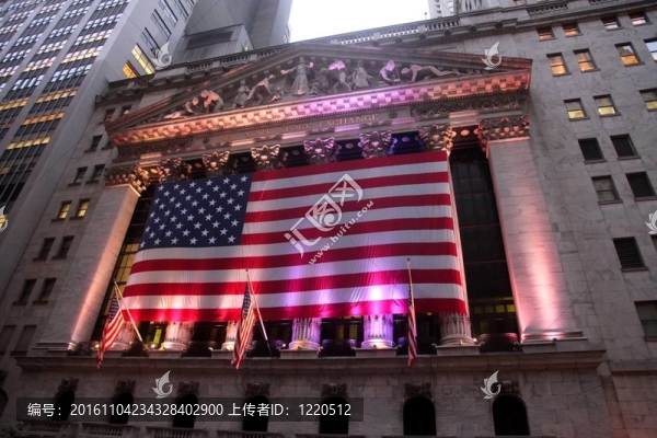 黃昏時紐約證券交易所的標志性建筑