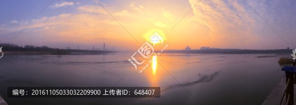 日落,河面,晚霞,高清全景大圖