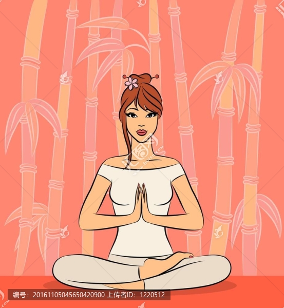 女人坐在瑜伽蓮花位置