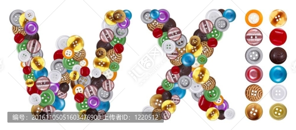 字符w和X制成的服裝按鈕