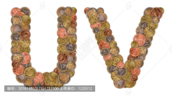 歐元硬幣的字符U和V