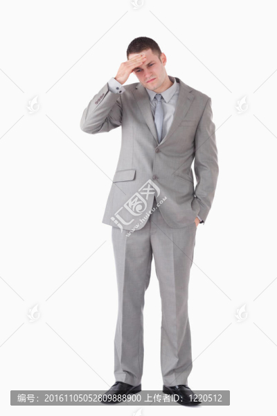 一個(gè)疲倦的商人頭痛的肖像
