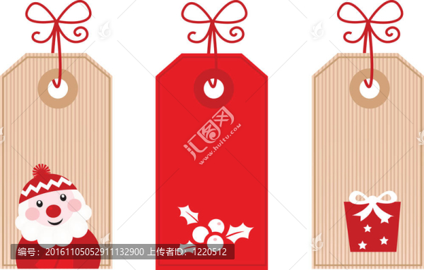 復(fù)古圣誕禮品標(biāo)簽或標(biāo)簽（紅色）