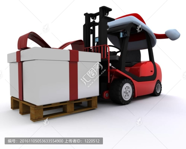 帶圣誕禮品盒的叉車