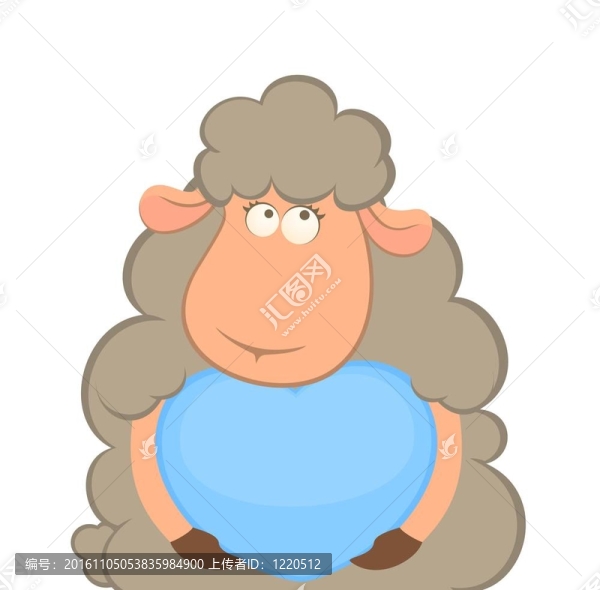 卡通滑稽羊抱著一顆心