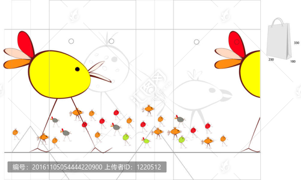 帶有有趣的鳥的袋子的模板