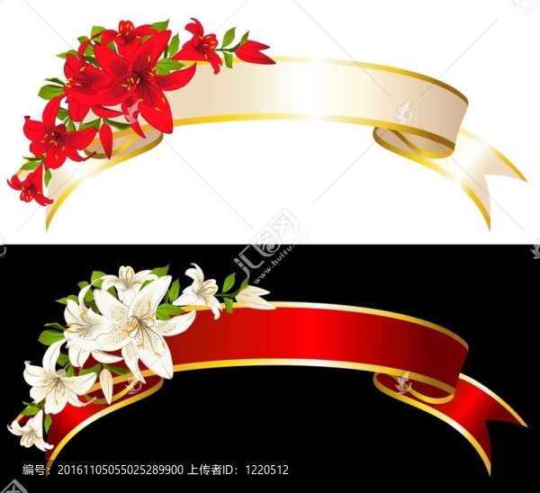 帶美麗鮮花的絲帶。