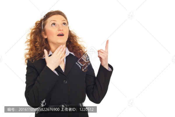 驚訝的商人指著