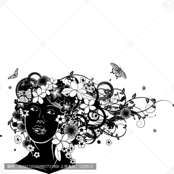 漂亮的女人用頭發(fā)做成花朵