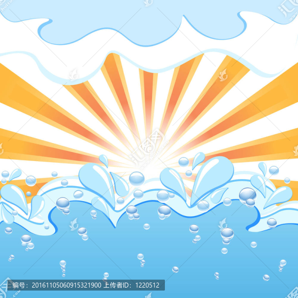 一個用波浪和水滴畫太陽的圖