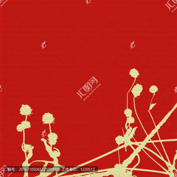 種子頭和莖在紅色的肋骨背景
