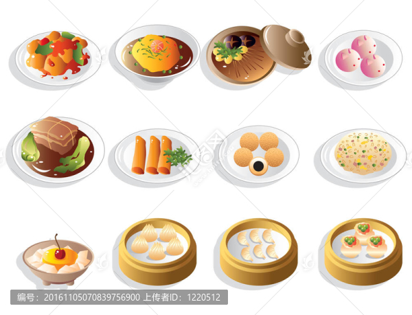 卡通中國食品圖標(biāo)集