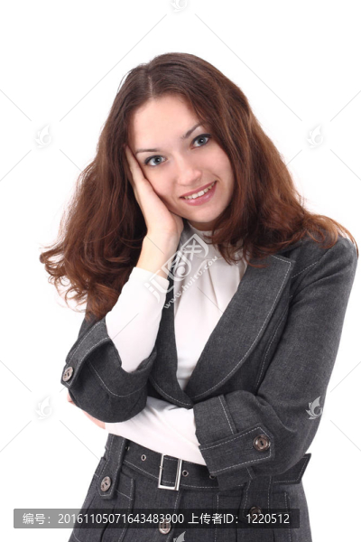 微笑的商業(yè)女人。白色背景隔離