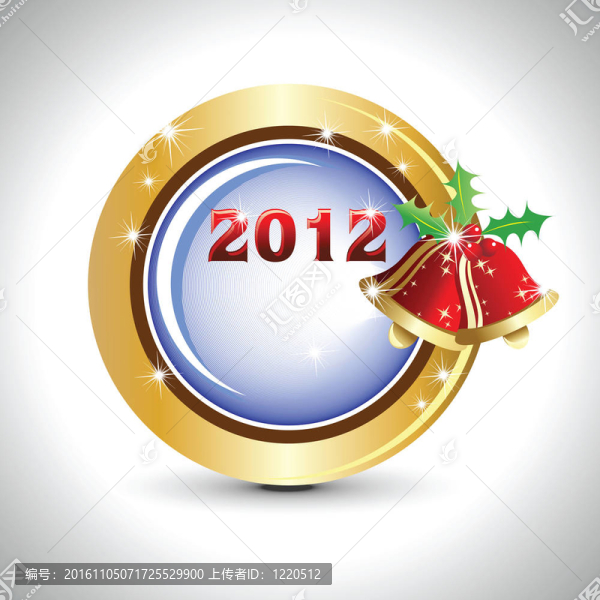 新年2012金閃亮按鈕圣誕鐘聲。