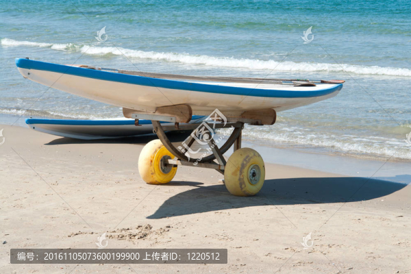 沙灘上沖浪板