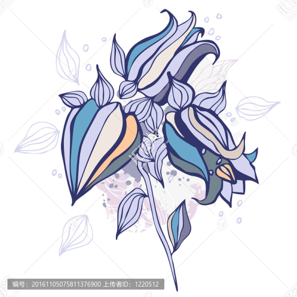 美麗的花。手繪插畫