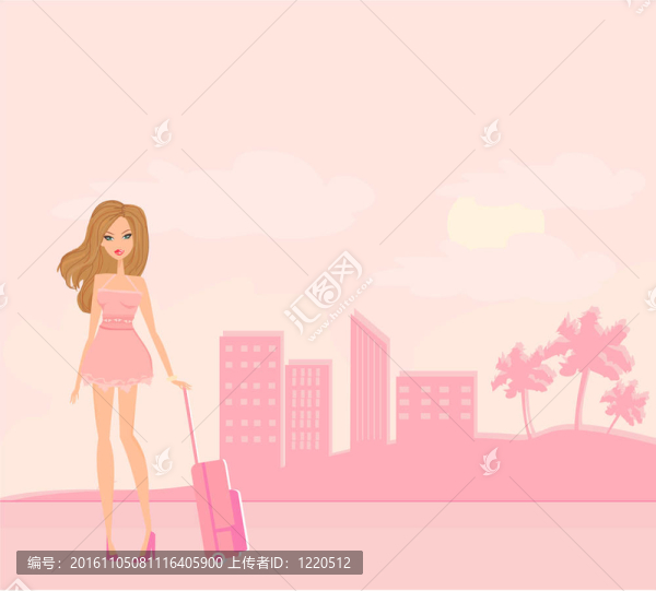 帶行李的美女旅行女孩
