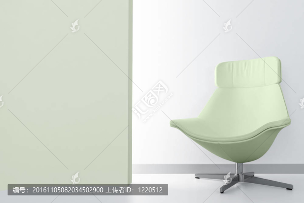 在空光房間的綠色豪華扶手椅