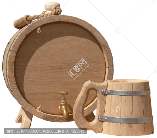孤立優(yōu)雅手工桶和啤酒杯