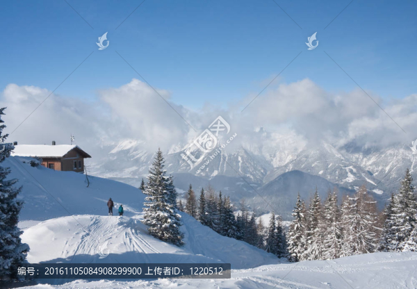 滑雪勝地施拉德明。奧地利