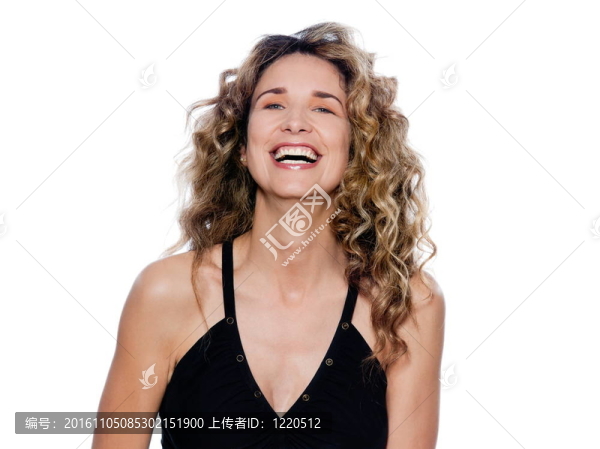 美麗的富有表現(xiàn)力的卷發(fā)女人