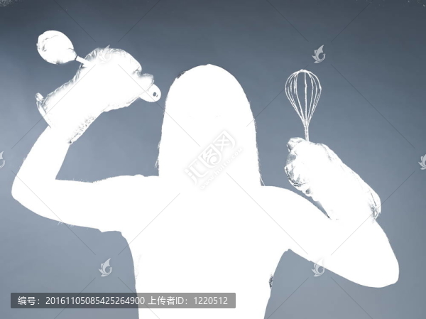 廚房用具的女人肖像