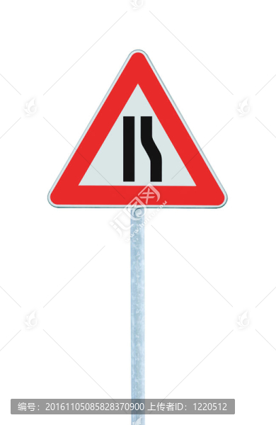 路變窄標(biāo)志桿上；左右側(cè)；分離