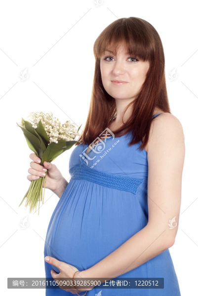帶花的懷孕女孩