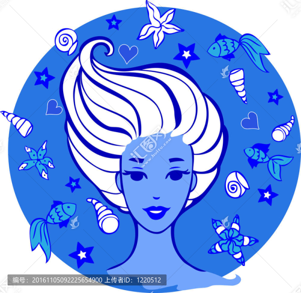海洋生物中的年輕女性