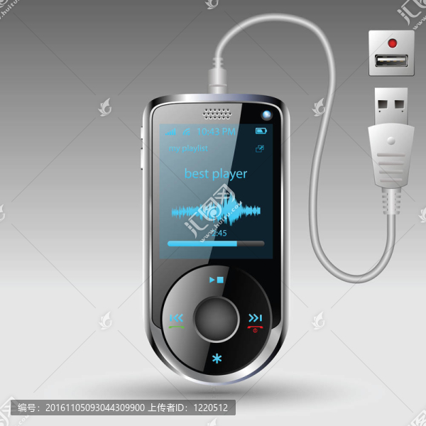具有數(shù)據(jù)電纜連接的媒體播放器
