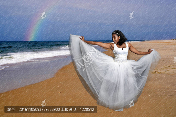 穿著婚紗的黑人女性