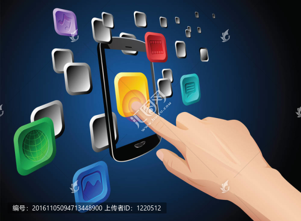 手觸摸移動云應(yīng)用程序圖標(biāo)