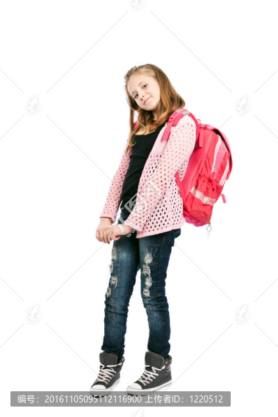 白色背景上的女孩