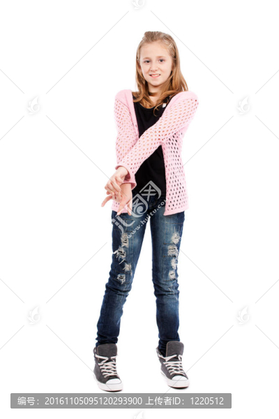 白色背景上的女孩