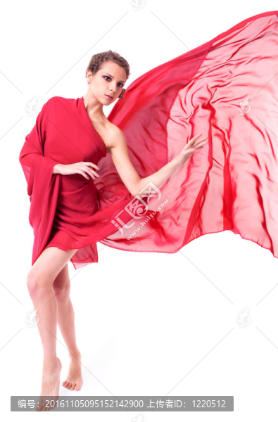 穿著紅色飛行服的漂亮女人