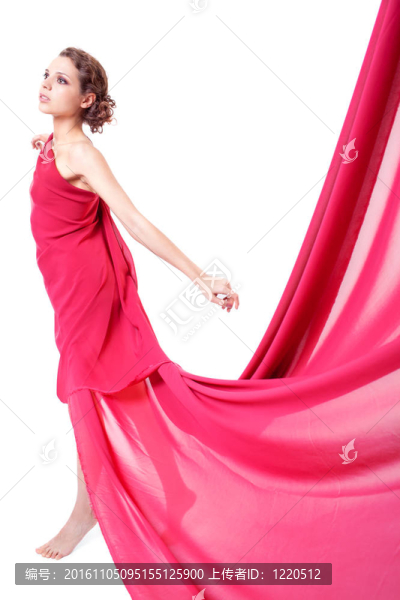 穿著紅色飛行服的漂亮女人