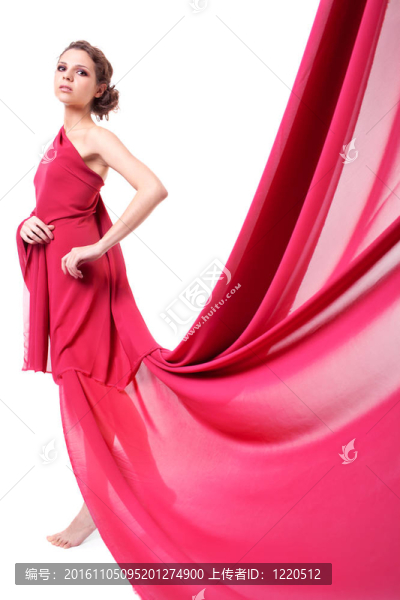 穿著紅色飛行服的漂亮女人