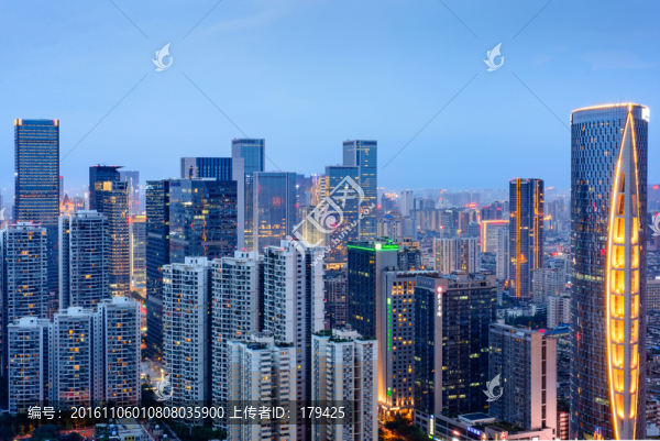 俯瞰成都市中區(qū)高樓大廈夜景