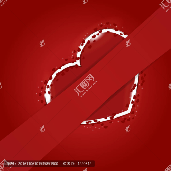紅心背后隱藏的絲帶為您的文字