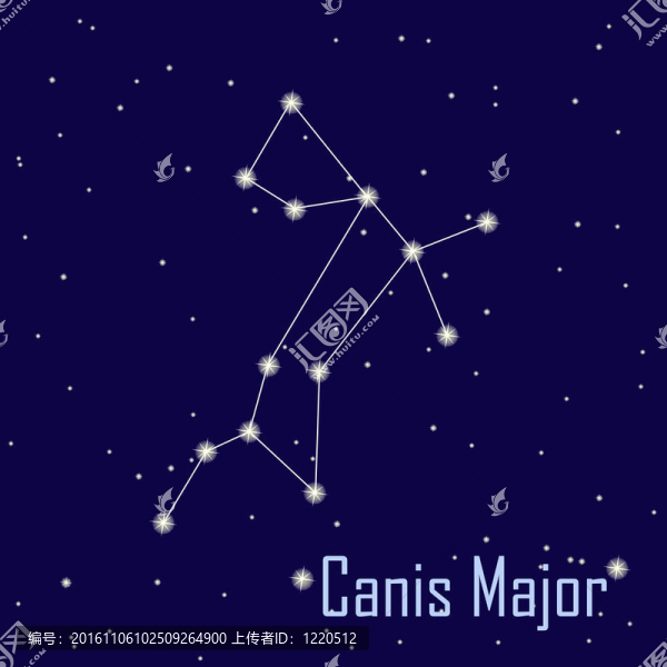 大犬星座在夜空中的星。插畫